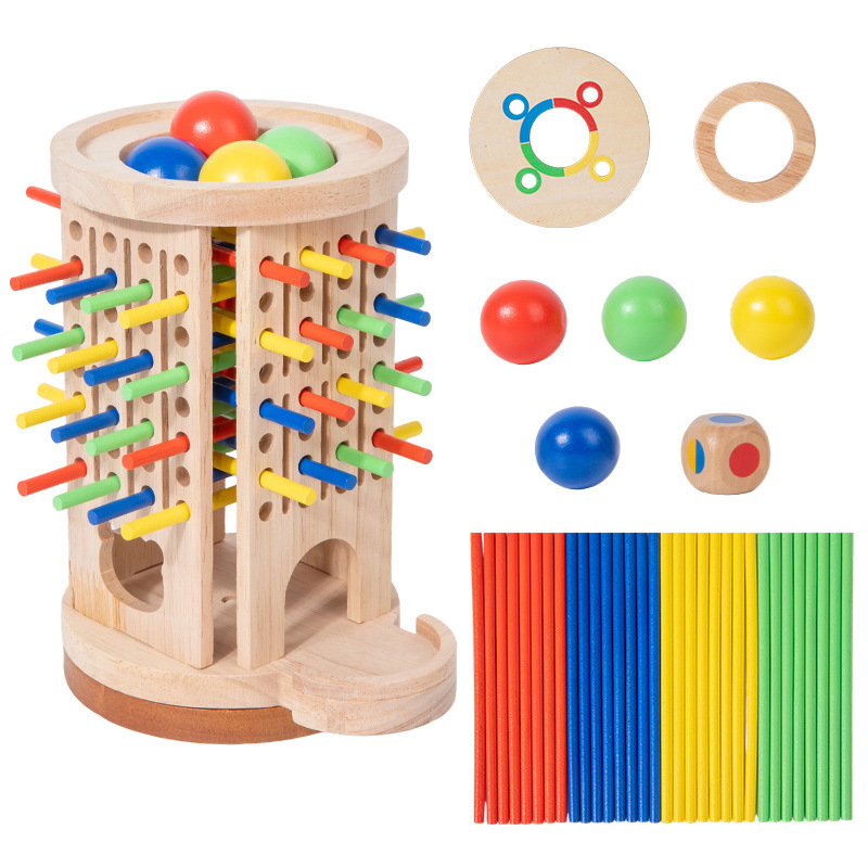 Juguetes educativos Montessori para la primera infancia, juego de tirar de palitos de madera, juego educativo interactivo entre padres e hijos, juguetes para bebés de jardín de infantes
