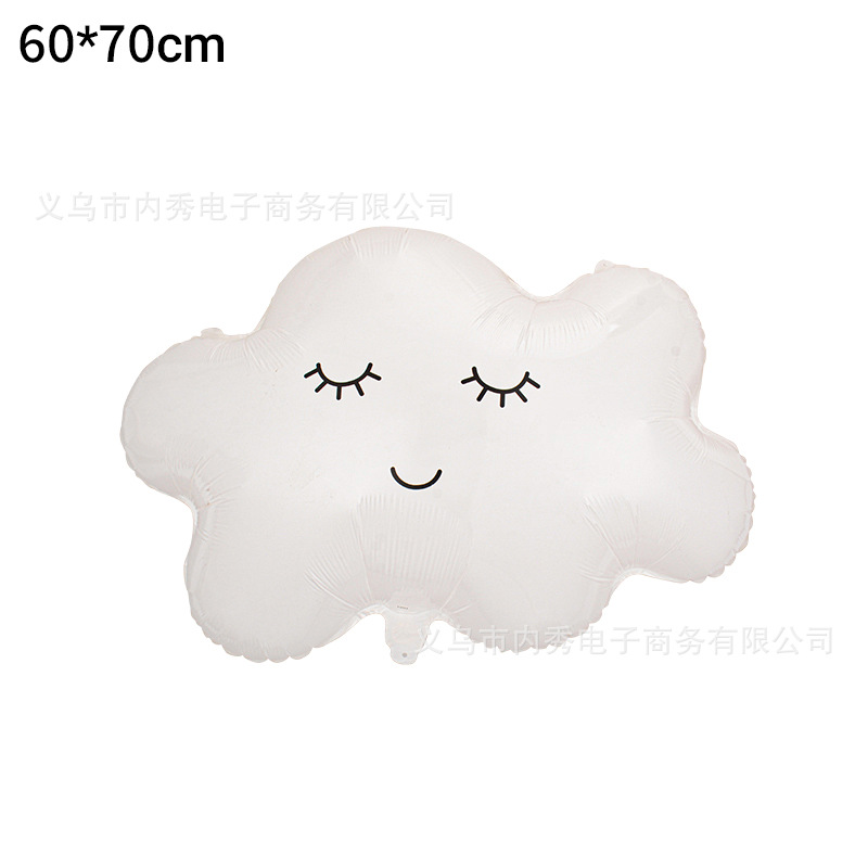 Globo de nube sonriente globo de luna de sol de dibujos animados arco iris decoración de cumpleaños modelo cara sonriente rubor globo de nube blanca