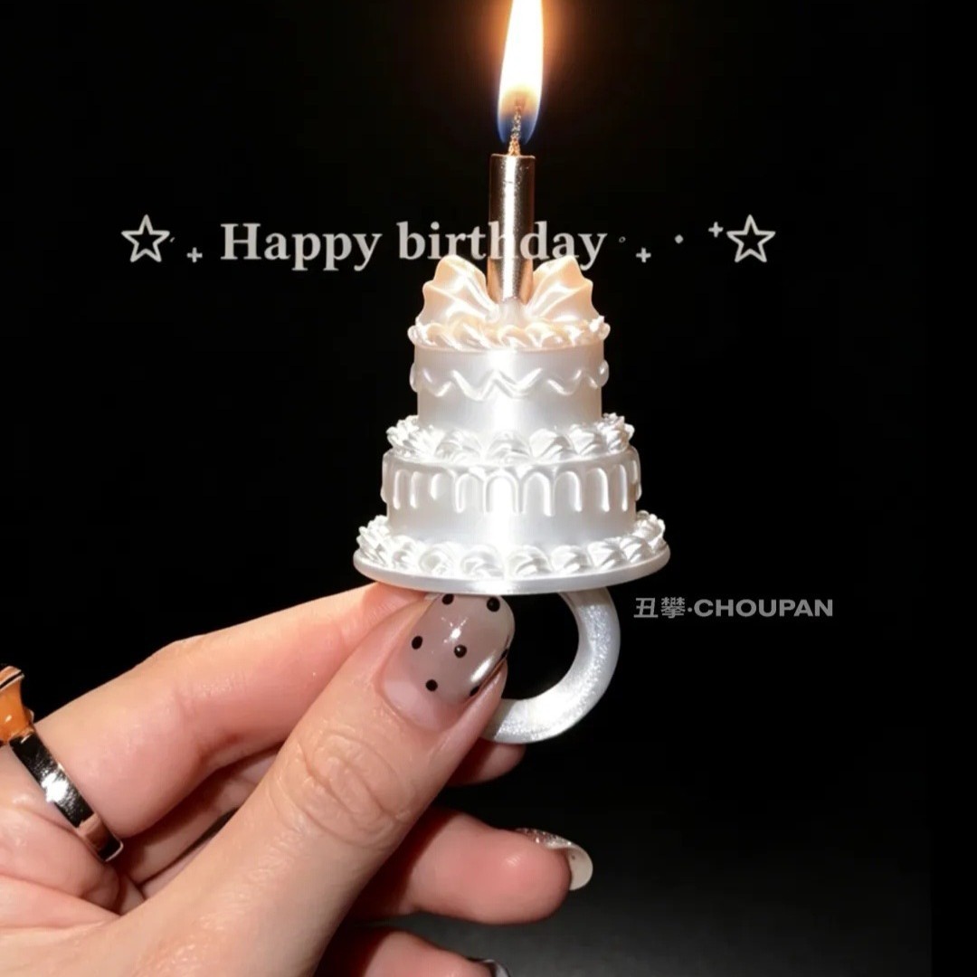Candle ring birthday prop, dreamy cake decoration, birthday decoration, 3D printed with a silk-like texture