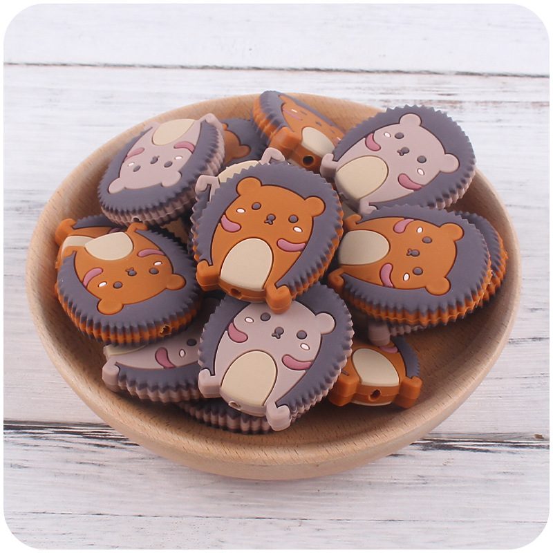 Nuevo bebé de la historieta silicona erizo pequeño mordedor bebé DIY creativo chupete cadena pulsera accesorios juguete