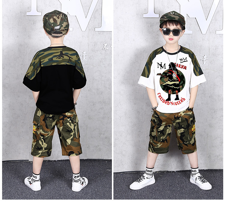 Tweedelige set 2023 Zomer Nieuwe Koreaanse editie Jongens Korte mouwen 8 jaar Middelgroot Grote jongen Trendy_voghion.com