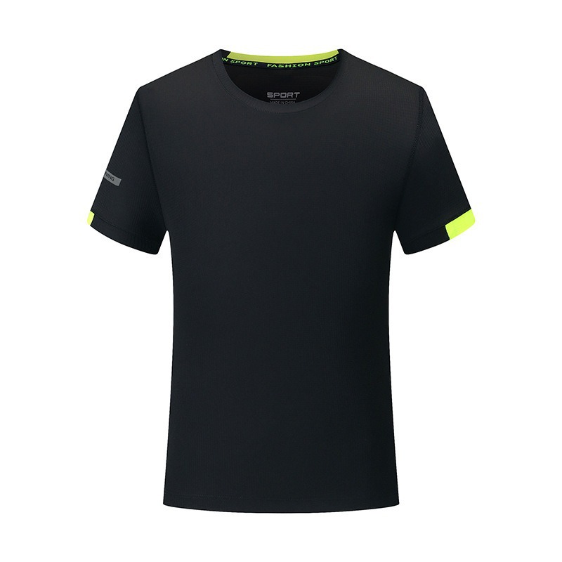 Grupo de publicidad camisa transfronteriza de manga corta logotipo impreso al por mayor cuello redondo verano deportes al aire libre maratón camiseta de secado rápido