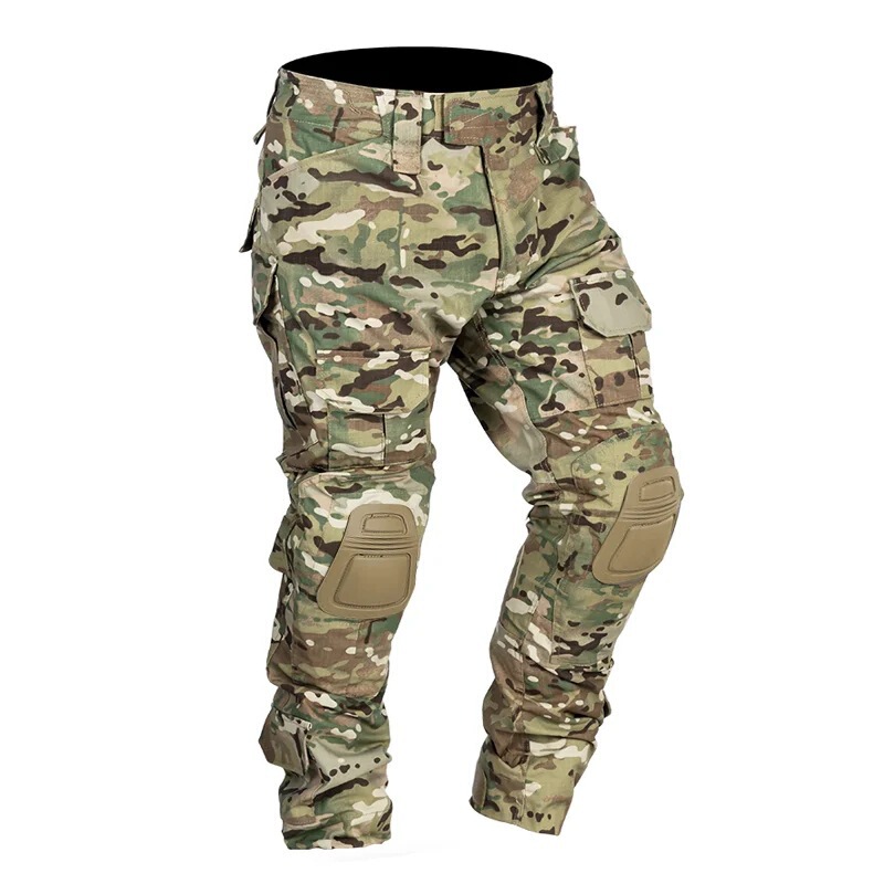 G2 Frog Pants Camouflage Cargo Pants with Protective Gear Men's Tactical Pants Hiking Camping Training Instructor Uniform Training Pants