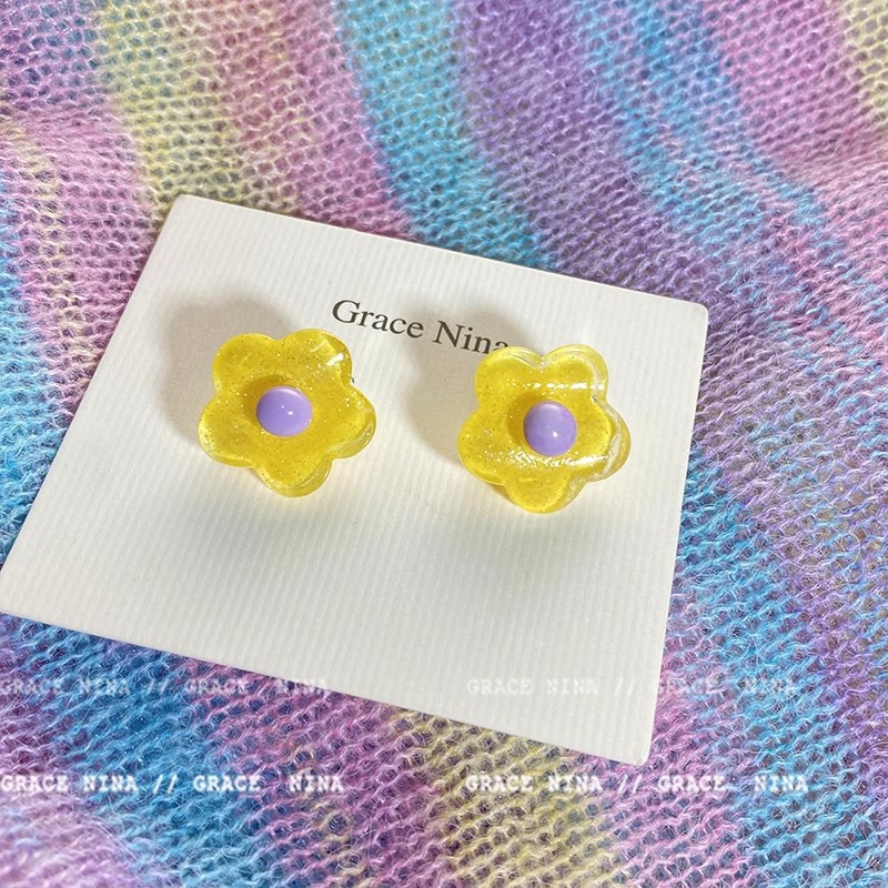 夏の落書き〜ピアスのない女性のためのカラフルな花のイヤークリップ 2023 新しいホットスタイル y2k 気質甘いイヤリング