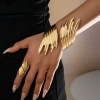 Bracelet + ring-big feather-kc gold