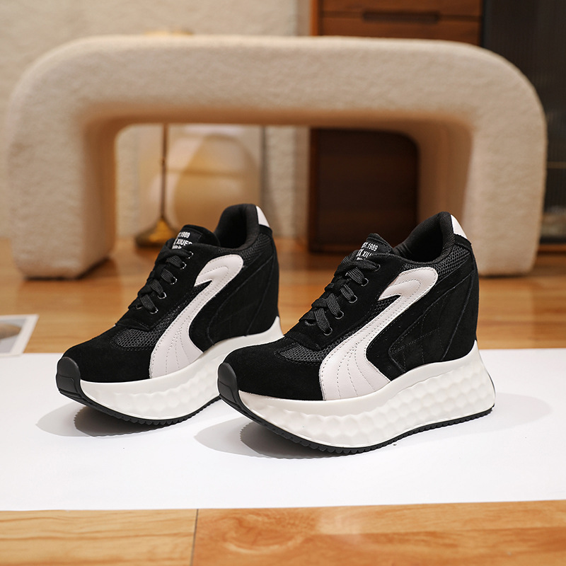 Giày sneaker nữ đế dày lưới thoáng khí, đế mềm êm chân — màu đen