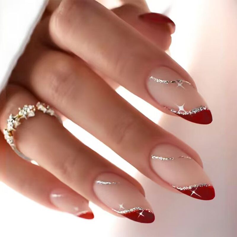 Foreign Trade Style Simple and Elegant Wearable Nails, French Glitter Neutral Style, Skin-Brightening Pure Desire Nail Tips Wholesale