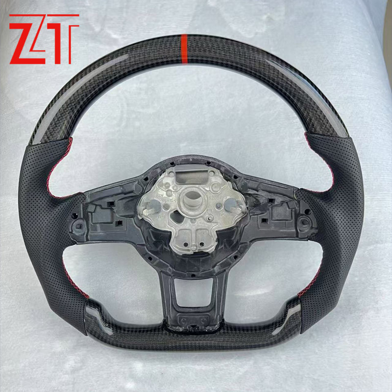 Gaofe Golf 7 GTI Carbon Fiber Steering Wheel Modified Nappa Leather (Steering wheel) - red-label-red-line