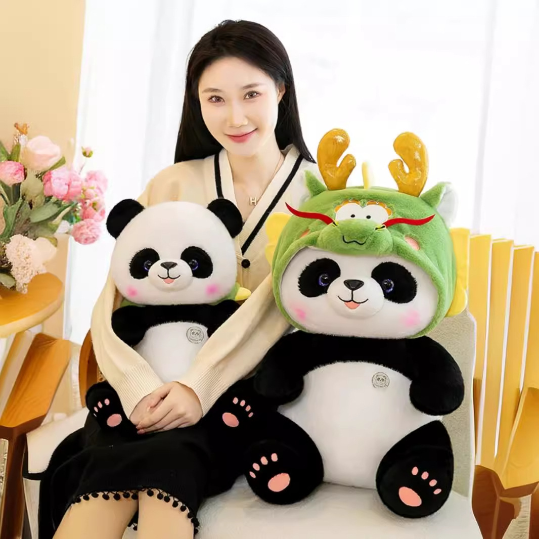 2024 Creative Panda Dragon Treasure Doll Niños Niños y niñas Dormir Apahener Abrazando Oso Zodiac Dragon Regalo de cumpleaños