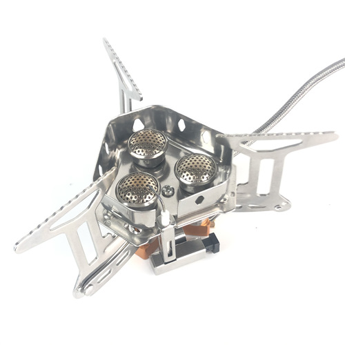 Outdoor portable three-burner stove for picnics, mountaineering, windproof stove, camping equipment Menghuo gas stove, self-driving travel car stove