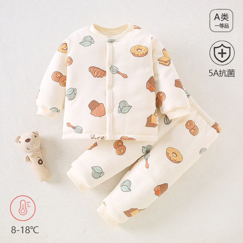 婴儿分体衣服加厚夹棉三层保暖秋冬纯棉新生儿宝宝棉衣棉服童套装