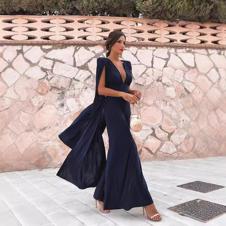 2023 Europa y América primavera y verano Comercio exterior ropa de las nuevas mujeres deseo Amazon sexy Deep V Slim vaina vestido image 4