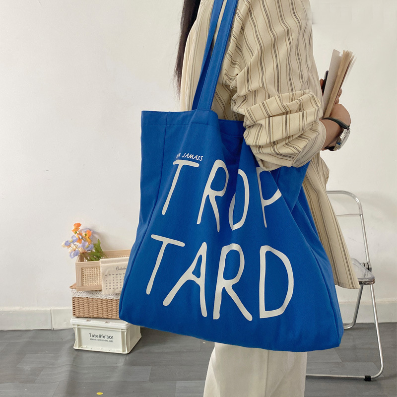 Korean Style Casual Contrast Canvas Bag Women's Original New Style Large Letter Shoulder Bag Student Simple All-match Handbag Korean Style Casual Contrast Canvas Bag Women's Original New Style Large Letter Shoulder Bag Student Simple All-match Handbag