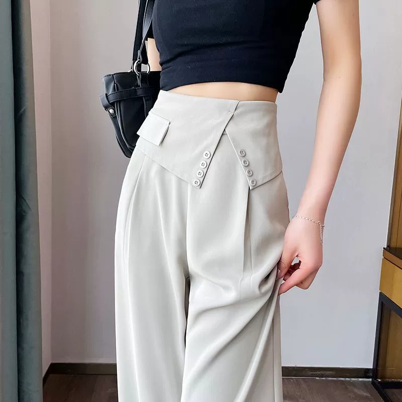 Высокие брюки с высокой талией женские 2024 летние новые тонкие узкие брюки