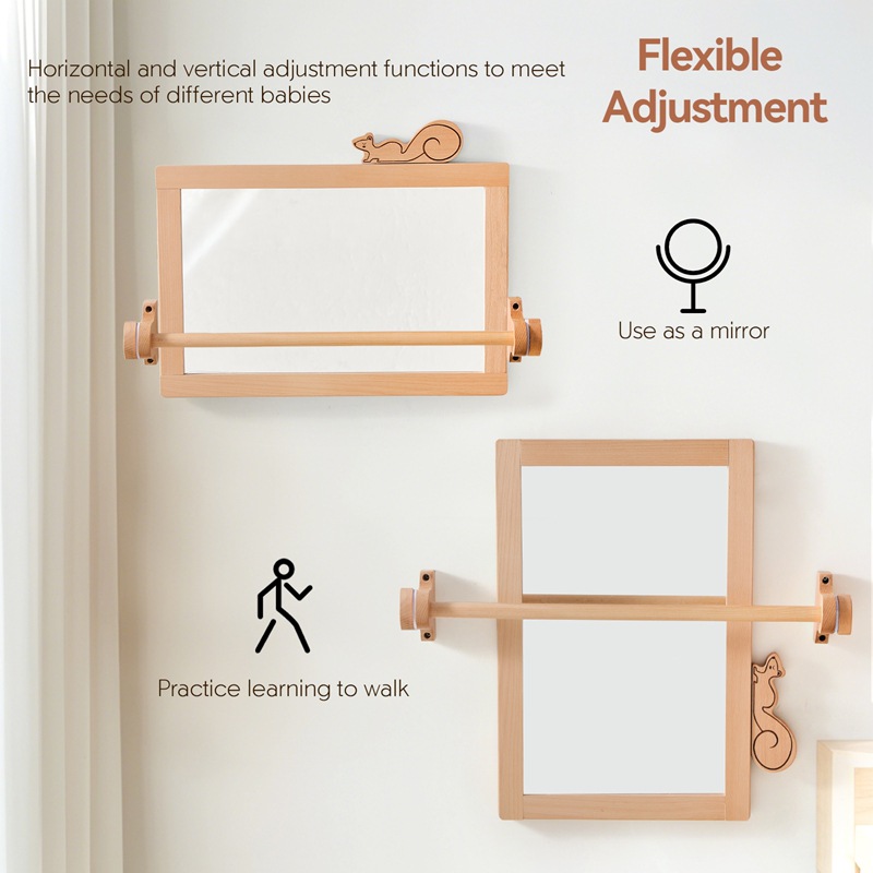 Nuevo pasamanos Montessori transfronterizo, espejo de estimulación visual, educación temprana para bebés, práctica de pie, juguetes para el hogar