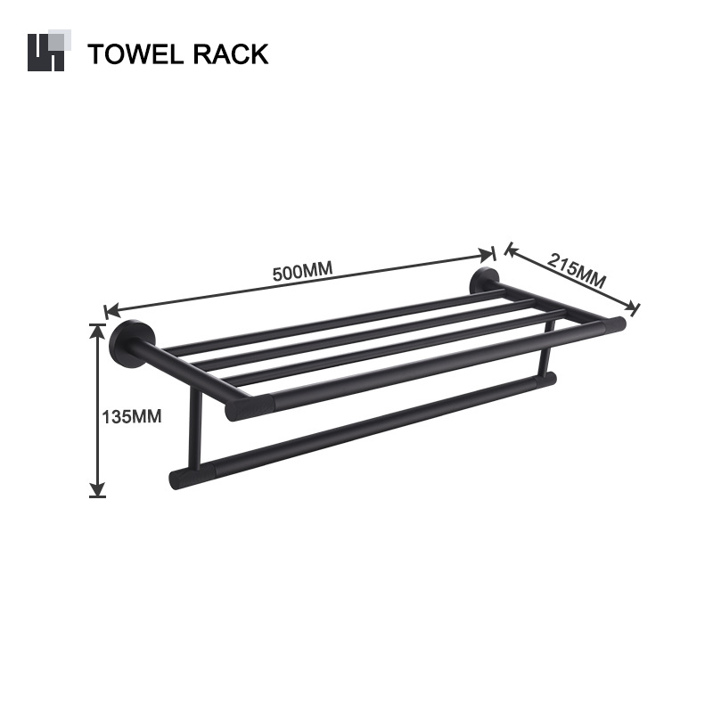 Toallero de baño de acero inoxidable negro mate transfronterizo Toalla de toalla Soporte de toalla de papel Gancho de ropa Baño de hotel Colgante de sala de moleteado de latón