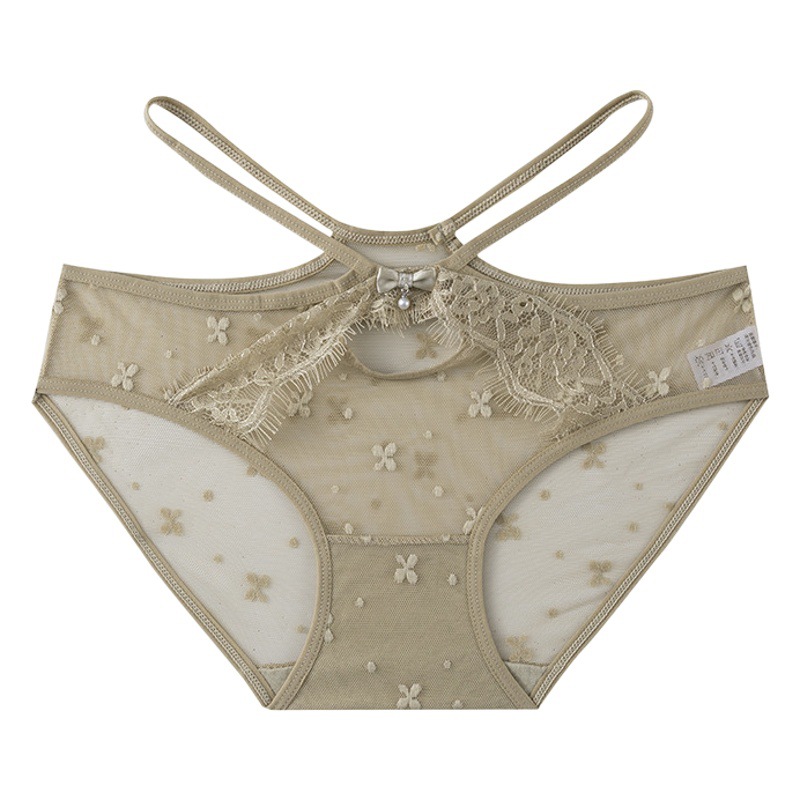 Otoño e Invierno de encaje sexy puro deseo sin costuras hueco Mediados de cintura de algodón chica 2022 ropa interior popular chica de moda