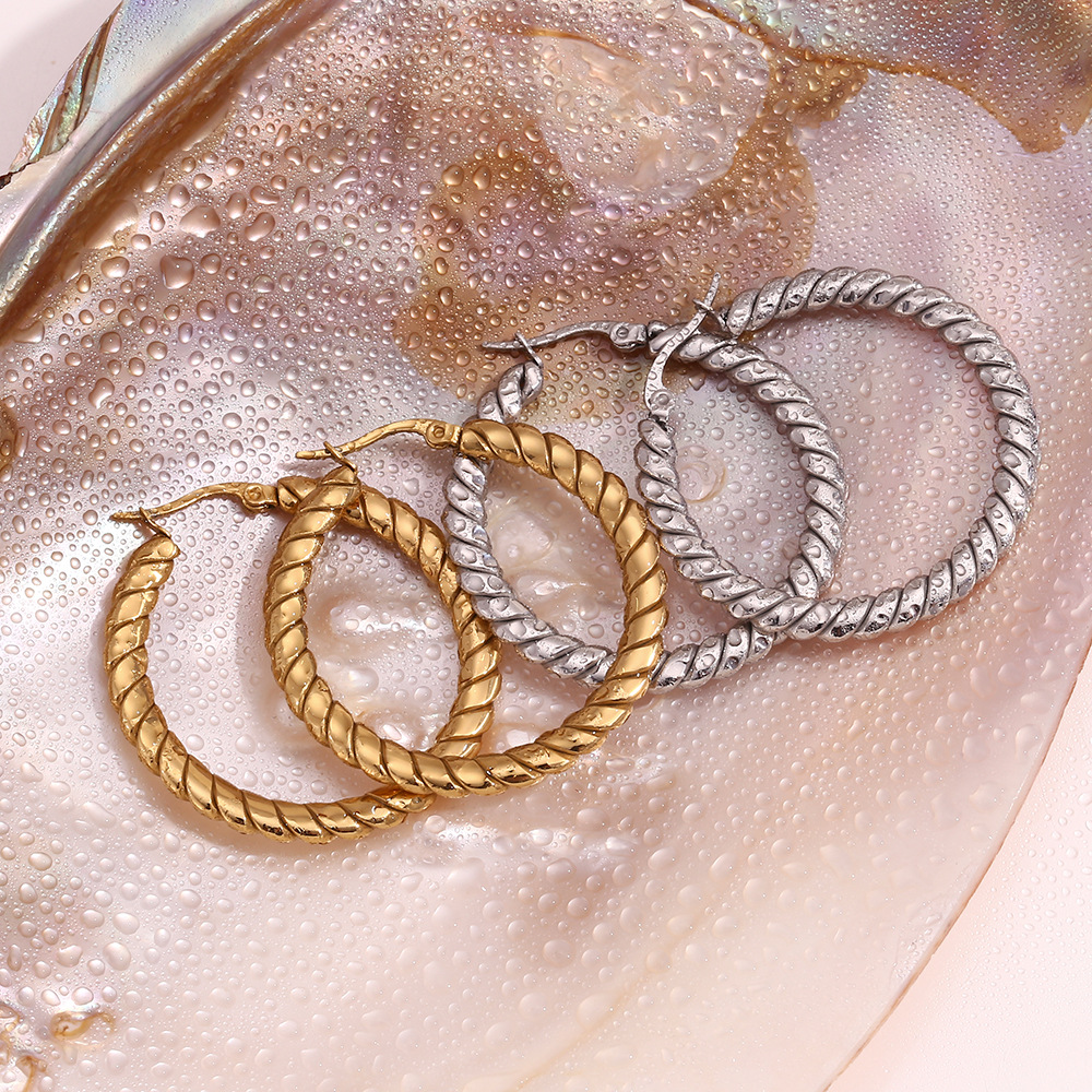 Twist Plated 18K Gold Flat Braided Circle Earrings