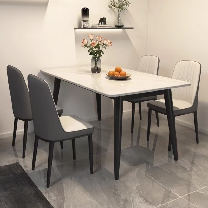 Slate dining table for small homes, thickened dining table and chairs for commercial restaurants, light luxury rectangular dining table and chair set