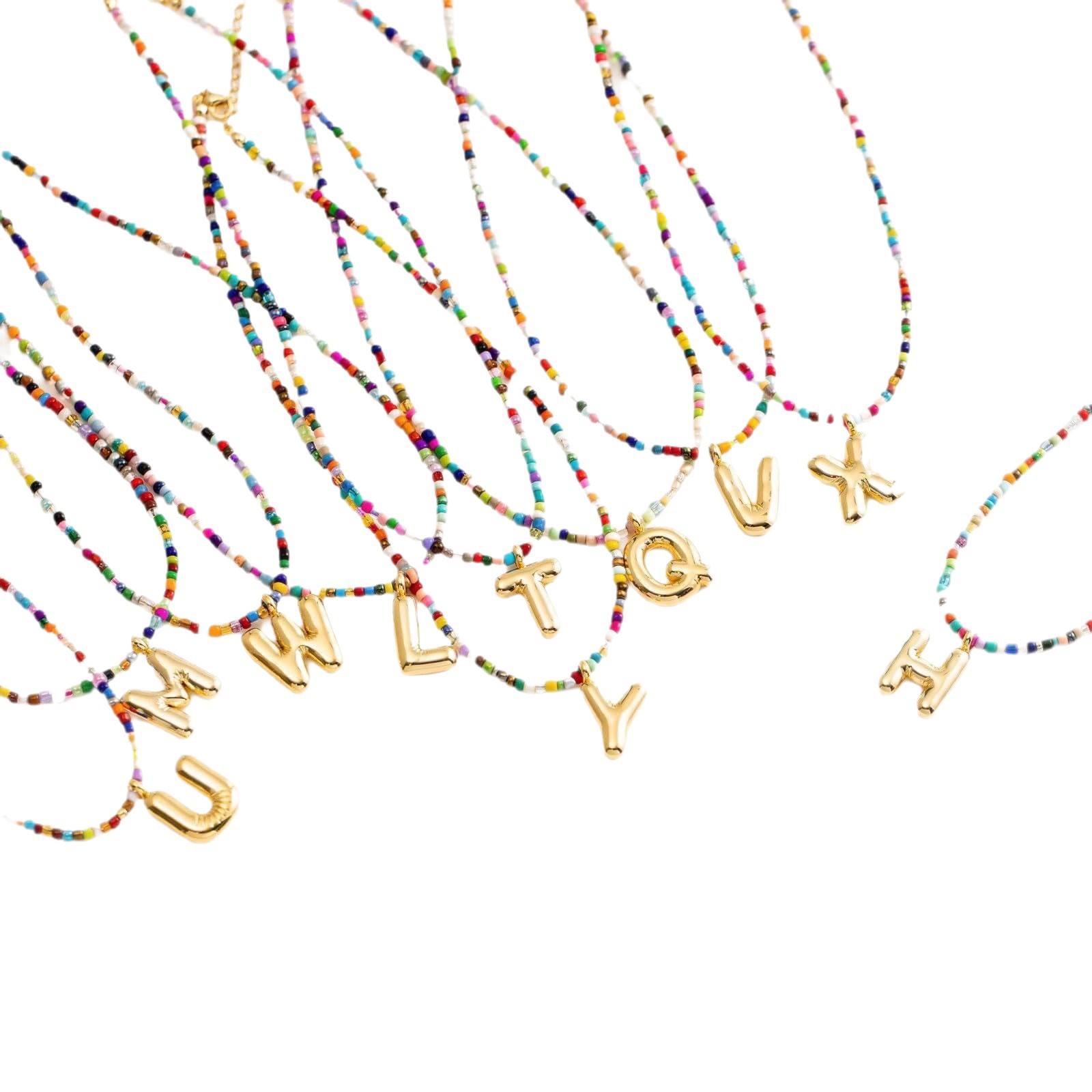 26 letras coloridas burbujas de arroz collar estilo bohemio joyas de dopamina collares