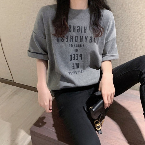 [Milk Silk 180g Double-Spun] 2990 Short-Sleeve T-Shirt for Women, Korean-Style Loose & Casual Harajuku Top with Chic Hong Kong Vibes
