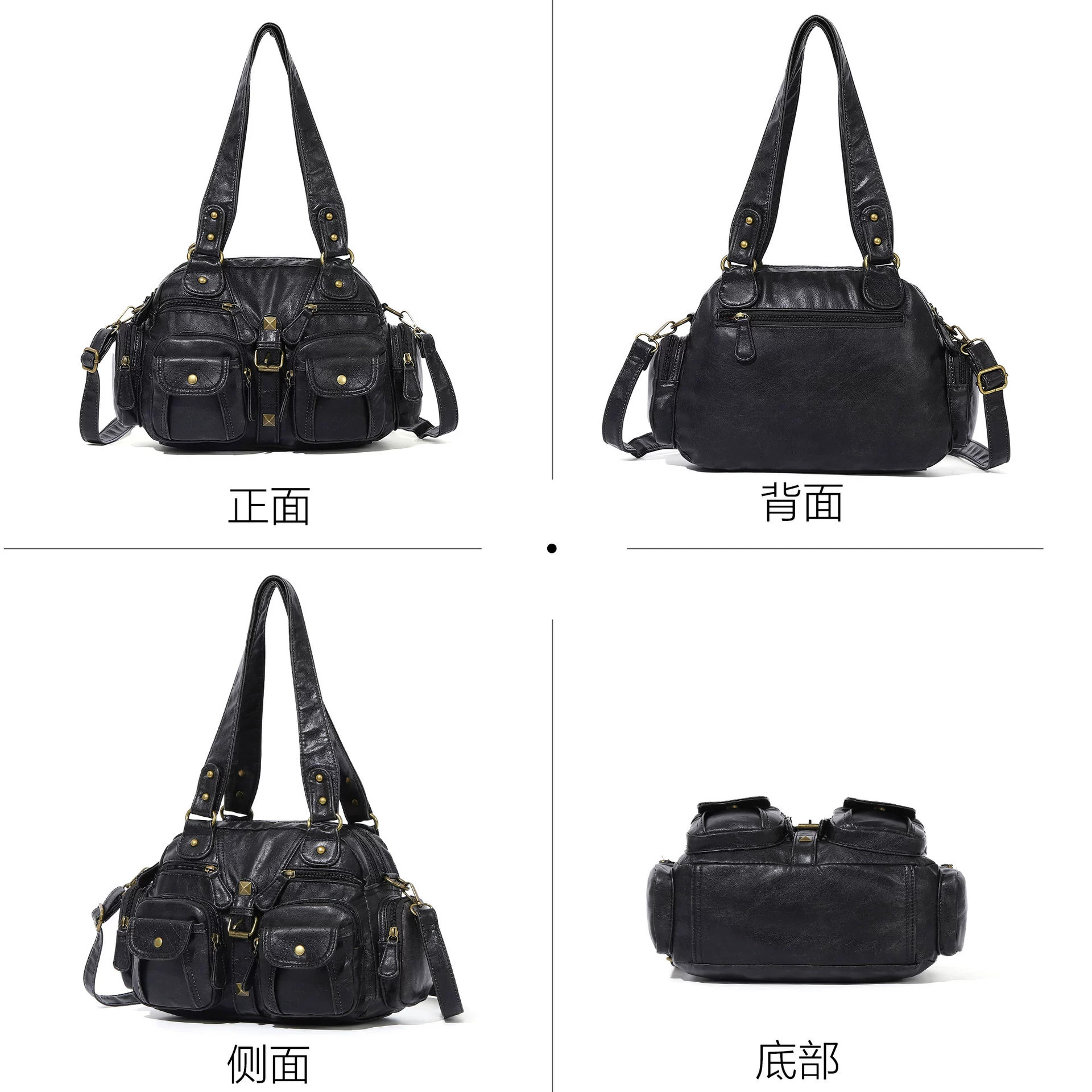 Nuevo bolso europeo y americano lavado con agua Y2k para mujeres simple viaje versátil bolso de hombro de cuero suave bolso de mochila