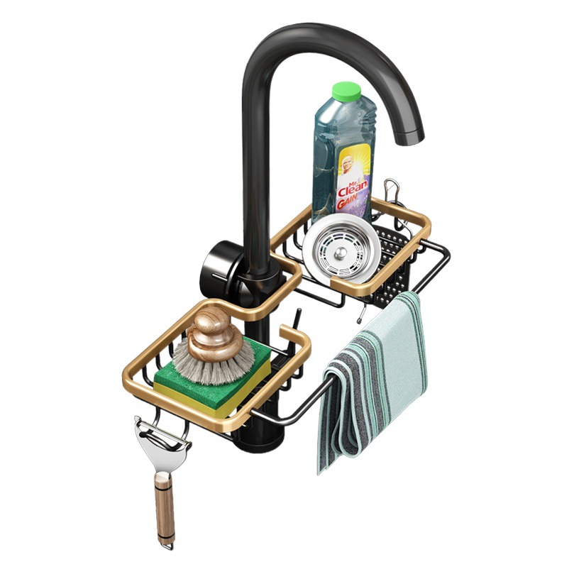 Grifo de la cocina estante de almacenamiento fregadero de lavado de platos bola de acero de almacenamiento de trapo artefacto esponja estante de drenaje