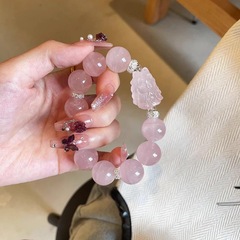 天然粉水晶九尾狐のブレスレットは桃の花を招きます。