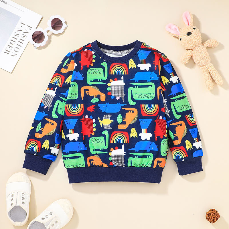 Hit Color Pattern Round Neck Long-sleeved Children's Pullover Sweater Wholesale Nihaojewelry display picture 1