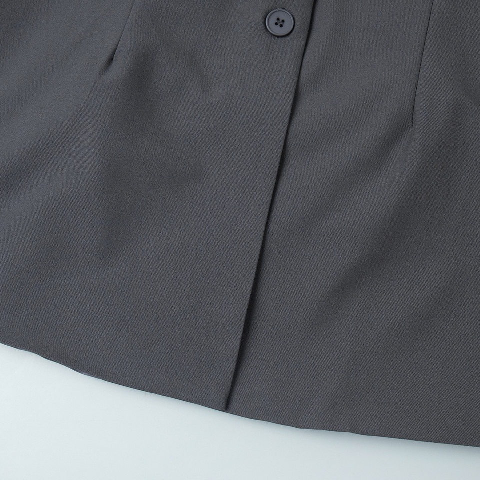 Bộ vest nữ áo khoác dài tay kèm quần short, form rộng thanh lịch công sở — màu xám chi tiết 12