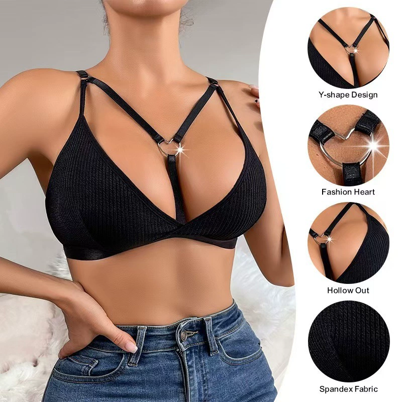 (Cross-border trading), sexy breathable supporting wireless bra, pijama, European style, thin strap, plus size