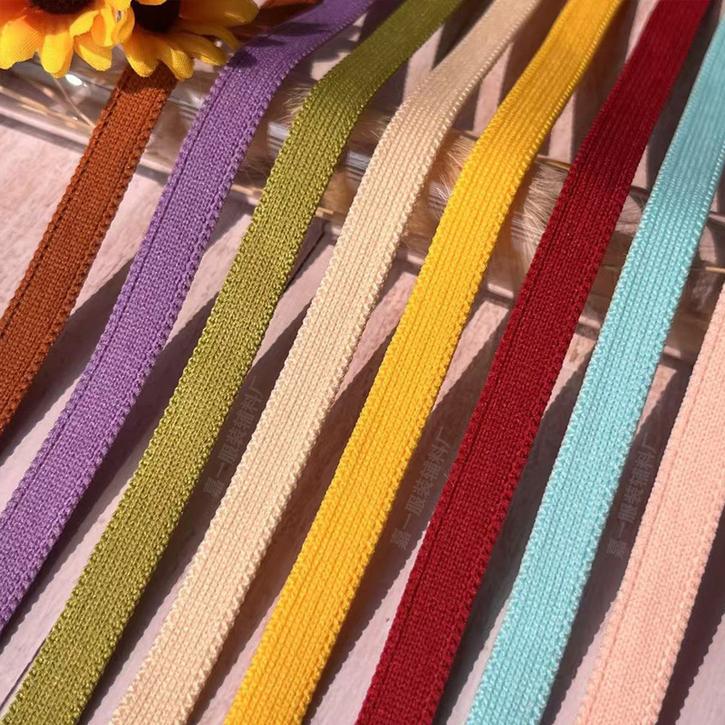 Solid Color Knitted Ribbon Sportswear Back Collar Edge Bands School Uniform Side Edge Bands Children's Wear Waist Rope Accessories