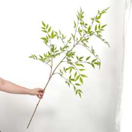 仿真长枝南天竹绿色植物装饰假花插花摆件假绿植北欧室内装饰造景