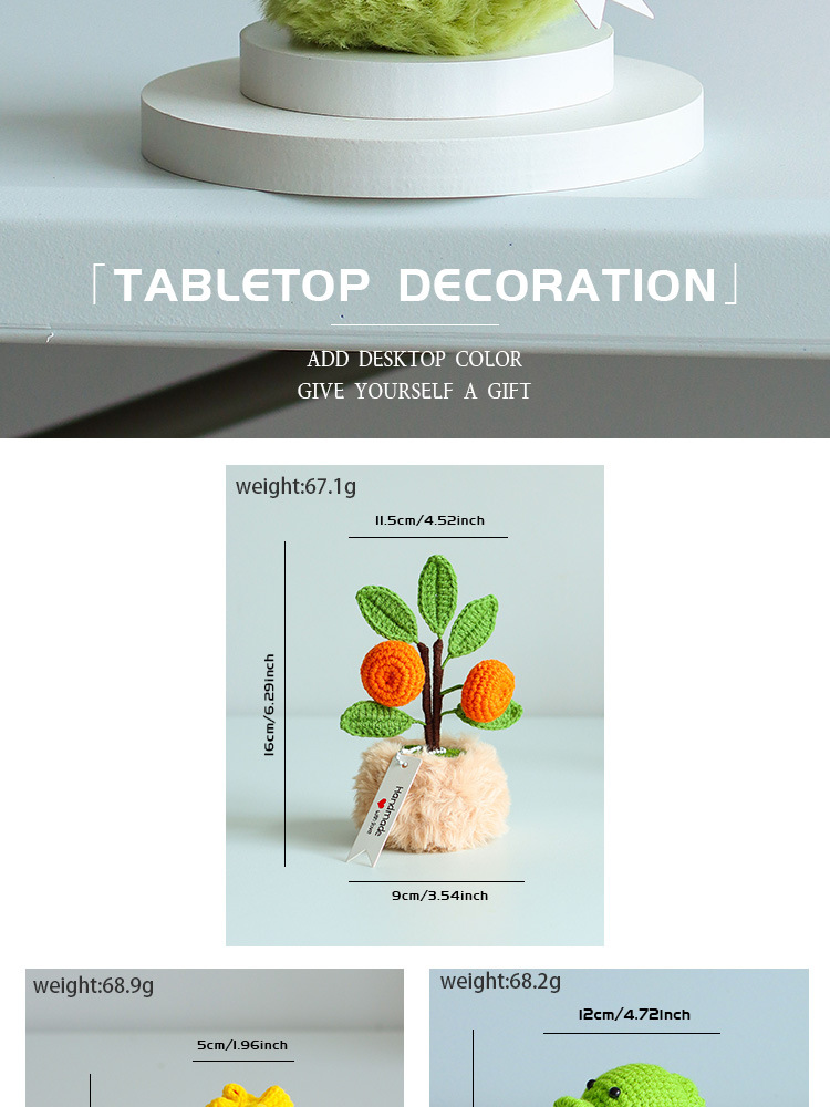 Hand-woven artificial flowers made of wool, potted tulips, oranges, preserved flowers, high-end festival business gift ornaments pic 3