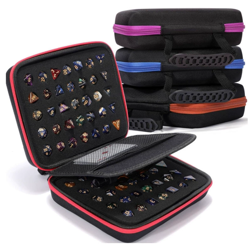 Сумка для кубиков из ЭВА с твердым корпусом, подходит для набора настольных игр DND, коробка для хранения, большая вместимость, упаковочная коробка для кубиков для настольных игр с 70 отверстиями