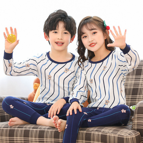  New Children's Clothing Autumn and Winter Pure Cotton Underwear Set Boys and Girls Underwear Home Clothing Category A Autumn Clothes