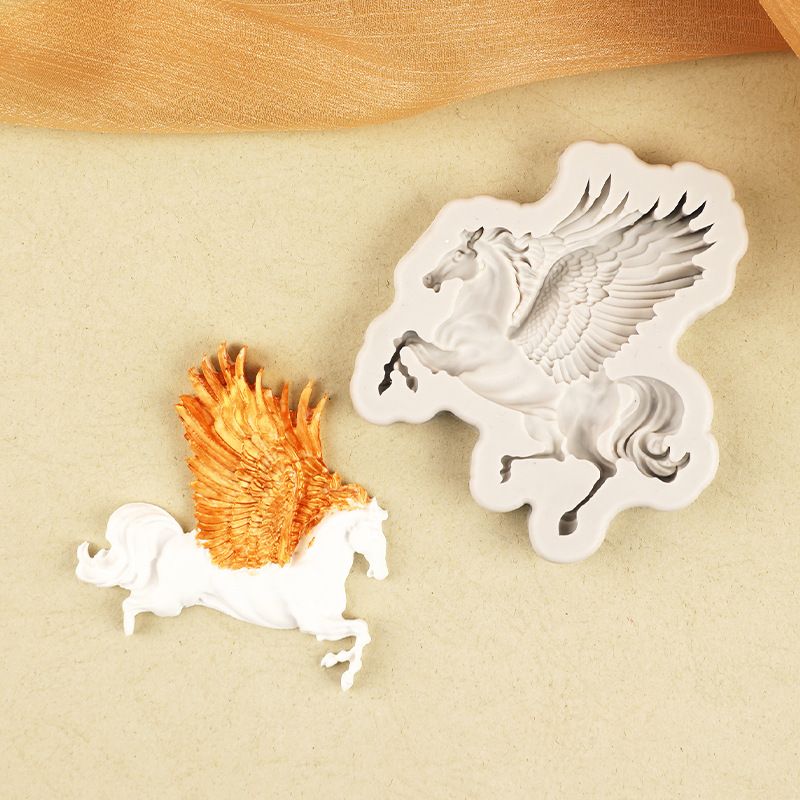 Pegasus alas caballo carrusel unicornio fondant cake chocolate DIY molde de silicona para hornear en stock lot