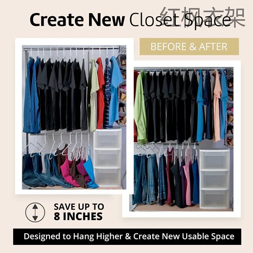 Space-saving short neck velvet anti-slip dry-wet two-in-one shorter height ultra-thin hanger for organizing clothes