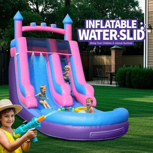 Cross-Border Water Park Kidsren's Adult Inflatable Slide with Pool Castle Outdoor Water Play Inflatable Water Slide Pvc