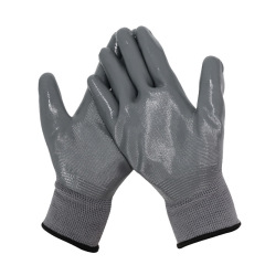 浸膠手套十三針尼龍灰丁腈手套耐磨耐油膠皮丁青工地防護勞保手套