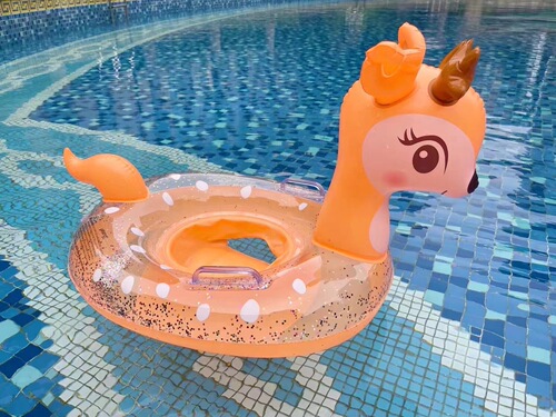 New Animal-Shaped Swim Ring with Handle, Cute PVC Inflatable Thick Life Jacket for Kids
