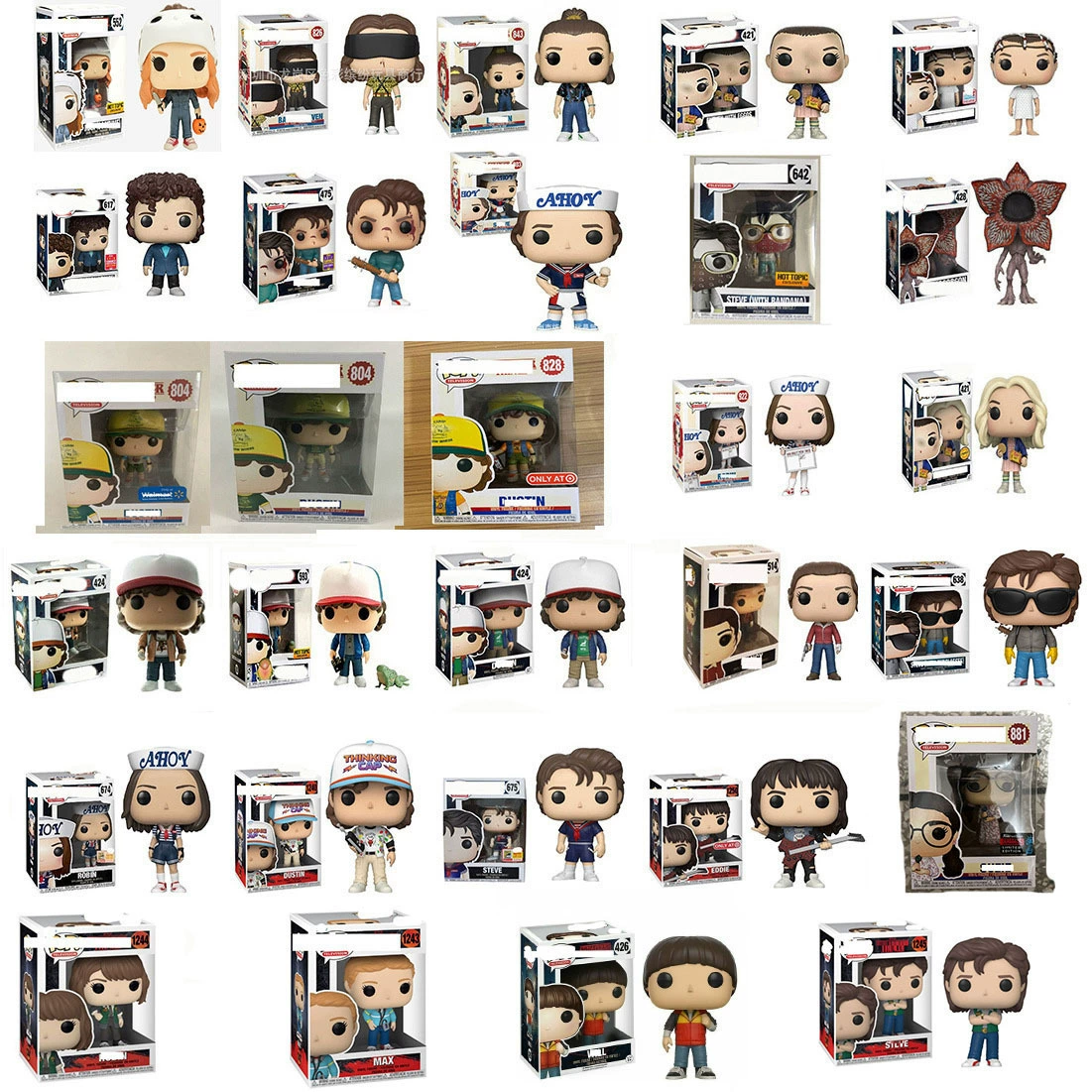 Коллекция фигурок в стиле Pop — Stranger Things, разные персонажи (Дастин, Стив, Одиннадцать, Робин, Демогоргон)