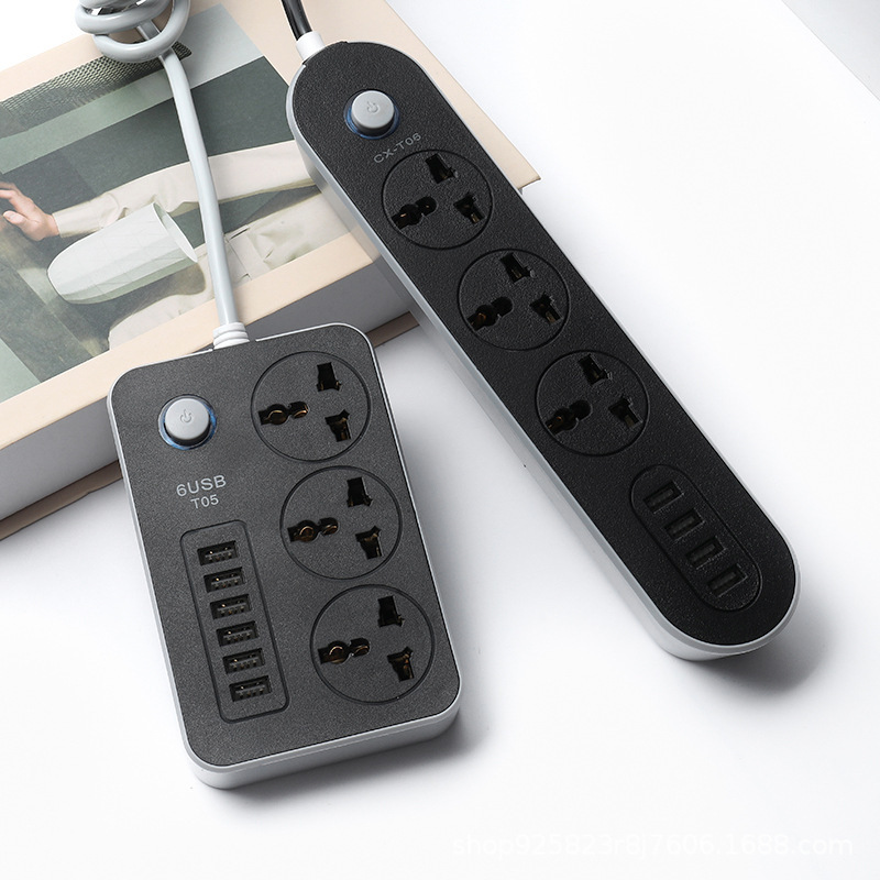 T05 # 6 bits USB3.1A rápido inteligente pulso eléctrico enchufe multipropósito agujero placa de conexión caja de color enchufe de fila de comercio exterior