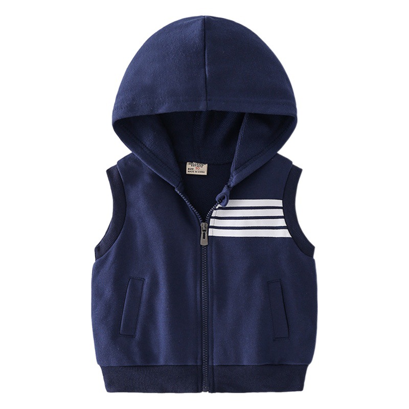 New 2026 Autumn Korean Style Boys' Hooded Clothing, Street Fashion, Stylish Casual Sweatshirt Vest for Small and Medium-Sized Boys
