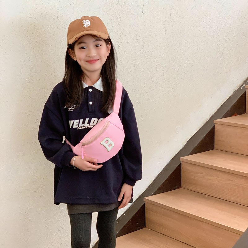 letras coreanas de estilo extranjero para niños y niñas bolsas de pecho simples ociosas bebés mochila 2026 nuevo comercio exterior bolsas de cintura para niños