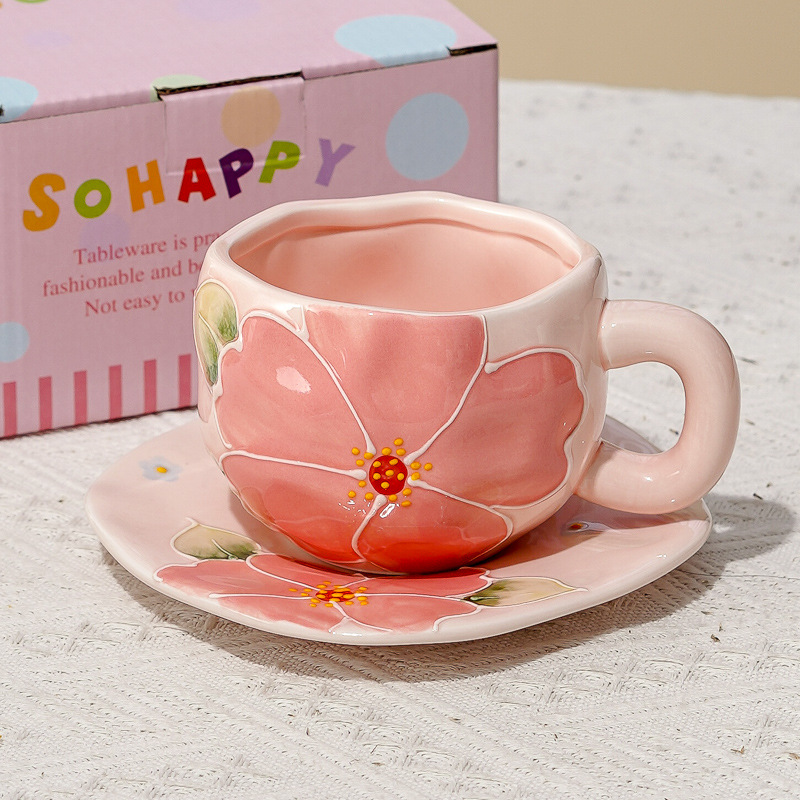 Taza de café de cerámica de alta calidad, taza de café de la tarde, esmalte de color, estilo chino, estilo retro coreano, hogar