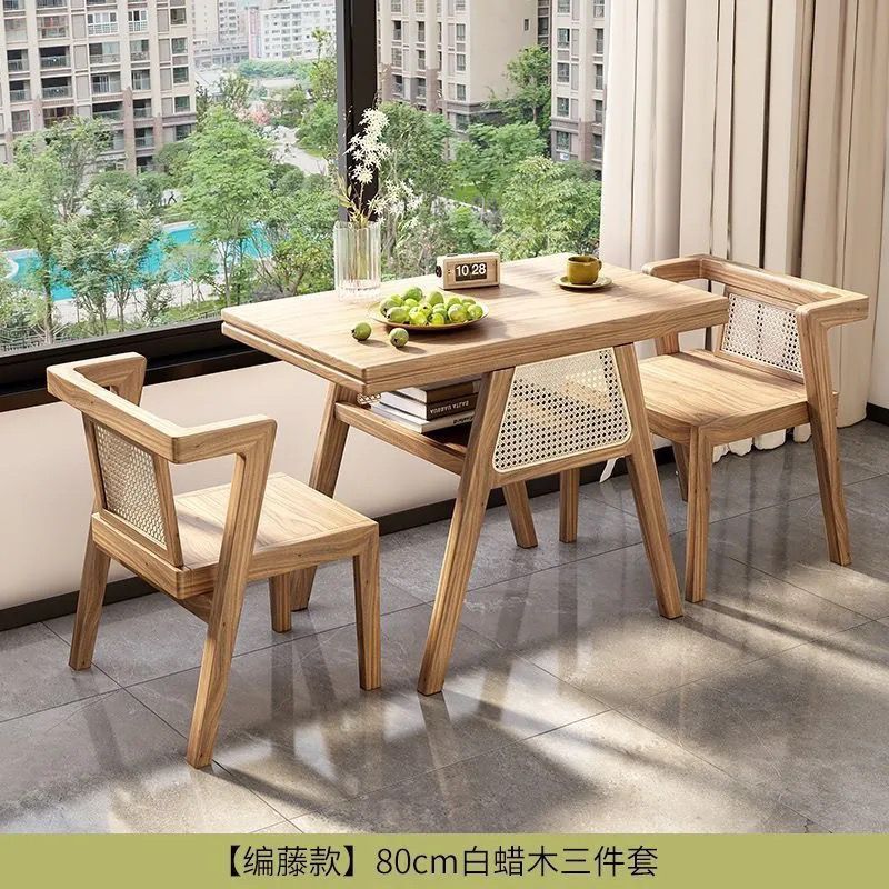 Todo balcón de madera sólida pequeña mesa de té balcón mesas y sillas plegables mesas de escritorio domésticas pequeñas mesas de té mesas de comedor telescópicas