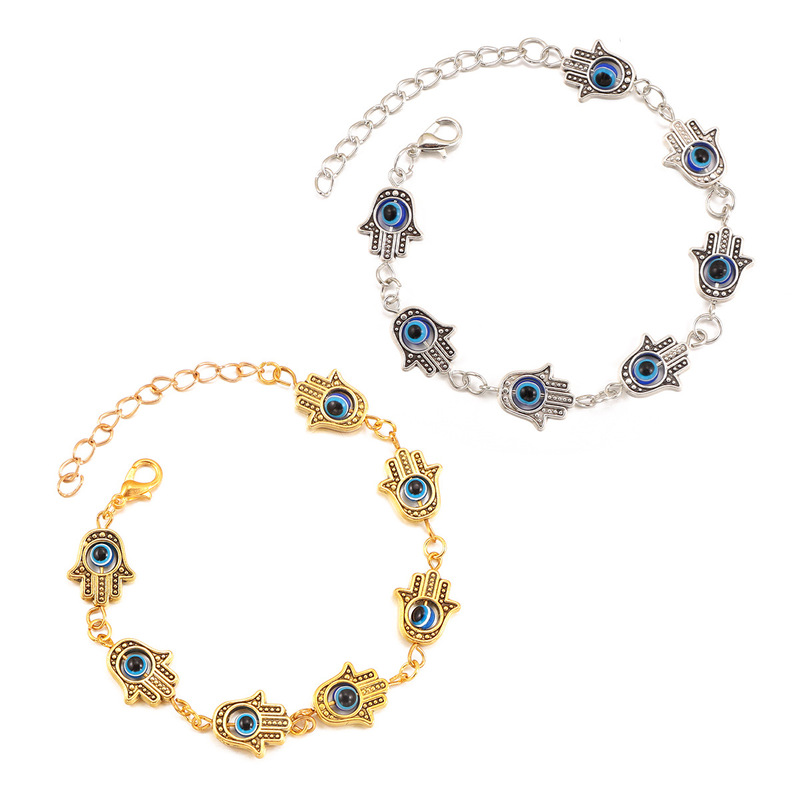 Jewelry Woven Bracelet Fatima Hand Devil's Eye Bracelet Set Europe and America Cross-border for Amazon
