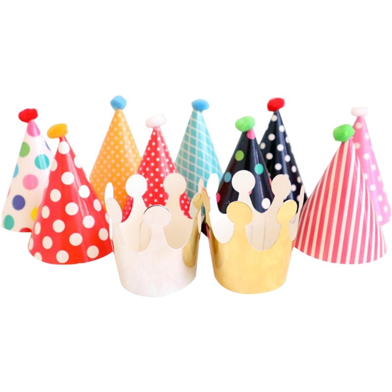 Celebridad en línea ins11 set Bola de piel sombrero de cumpleaños decoración de la fiesta de cumpleaños de los niños Corona protagonista vestido triángulo sombrero
