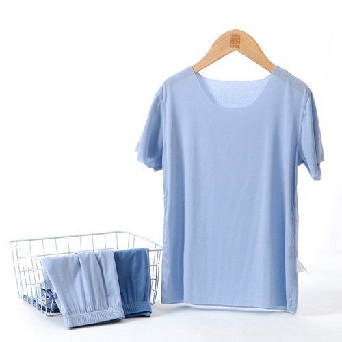 Rounuo children's summer home wear short-sleeved suit parent-child style adult can wear boys and girls pajamas suit